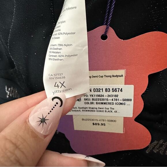 NWT Yitty Spotlight Shaping Demi Cup Thong Bodysuit Shimmer Iconic Black - Picture 9 of 9